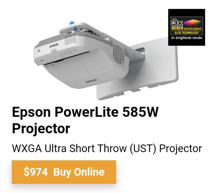 بروجيكتور ايبسون الترا شورت ثرو موديل 585w انتر أكتيف | Epson 585w