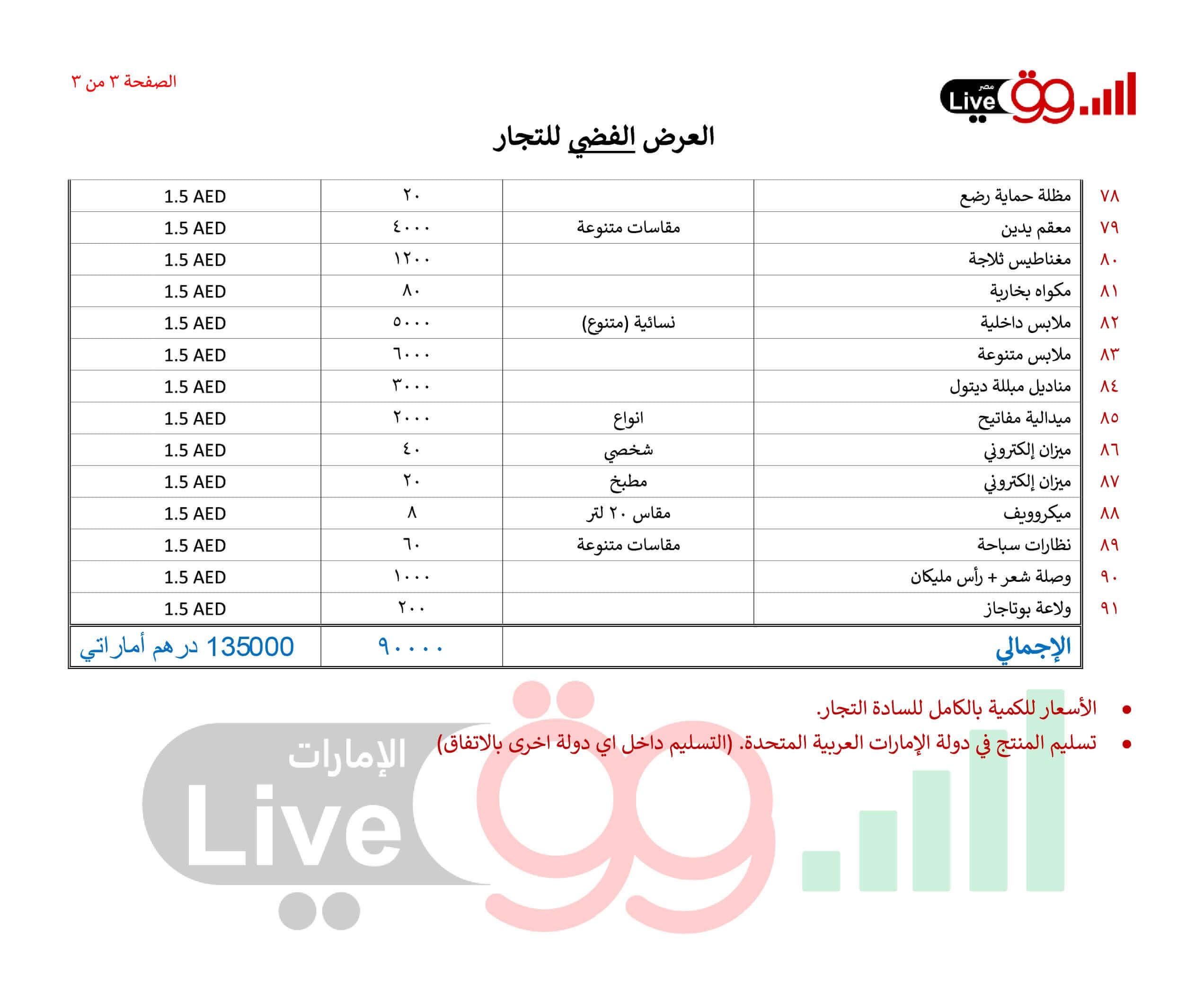 عروض الامارات من السوق لايف العرض الفضي للتجار 100 الف قطعة متنوع