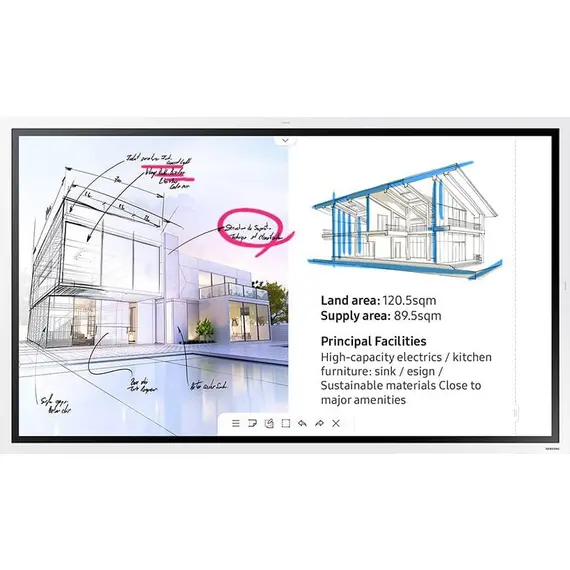 75-inch Flip2 Monitor Samsung Flip 2 75-inch Monitor Writing in Pen Mode The Samsung Flip Display offers users a sleek, familiar pen to give them a paper-like writing experience. The pen is available in a variety of colours, styles and widths.